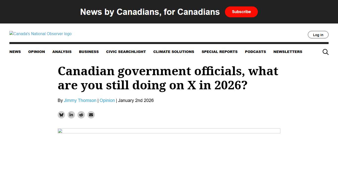 Canadian government officials, what are you still doing on X in 2026? Canada's National Observer: Climate News
